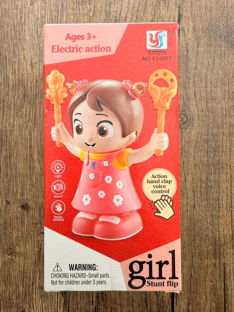 Dancing Stunt Doll – 360° Spins, Music, Lights & Clap Control, Fun Toy for Boys & Girls – Watch It Dance, Flip & Stunt
