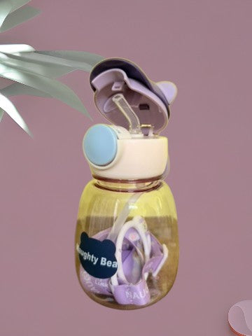 Stylish Water Bottle, cap-headphone teddy style water Bottle, Adjustable Strap and Secure Lock, 800ml.