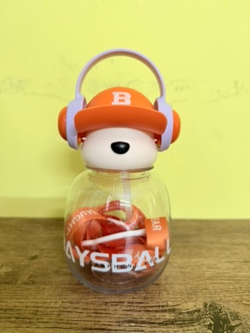 Stylish Water Bottle, cap-headphone teddy style water Bottle, Adjustable Strap and Secure Lock, 800ml.