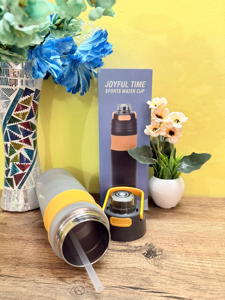 Insulated Water Bottle, 600 ml Stainless Steel Thermos, Double Wall Vacuum, Modern Style, Stainless Steel, Leak Proof, Double Wall Vacuum Water Bottle for Drinks (grey).