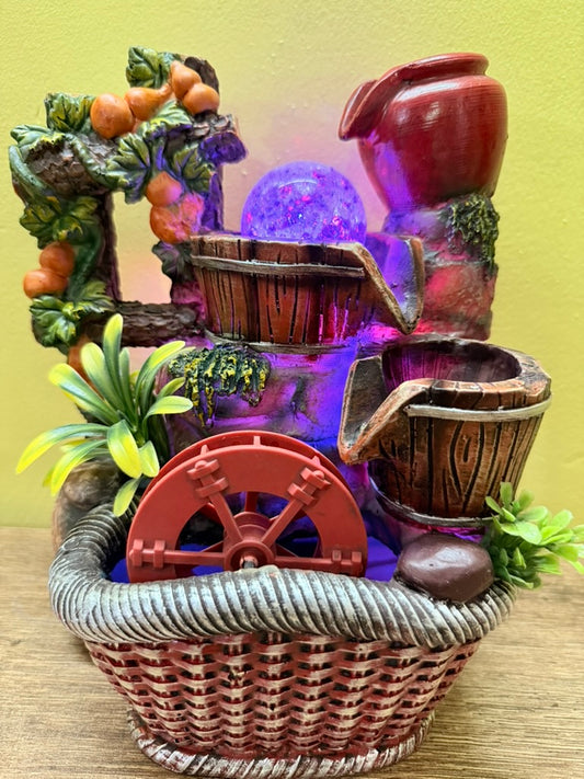 LED Waterfall Fountain with Moving Light Ball – Ideal for Indoor/Outdoor, Garden, Living Room & Vastu Decor | Silent Motor | Soothing Water Flow | Elegant Home Showpiece