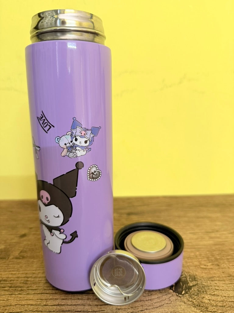 Stainless Steel Sports Water Bottle with Led Temperature Display, Double Wall Vacuum Insulated Water Bottle, Stay Hot for 24 Hrs,Cold for 24 Hrs (Purple & Pink) 500 ml