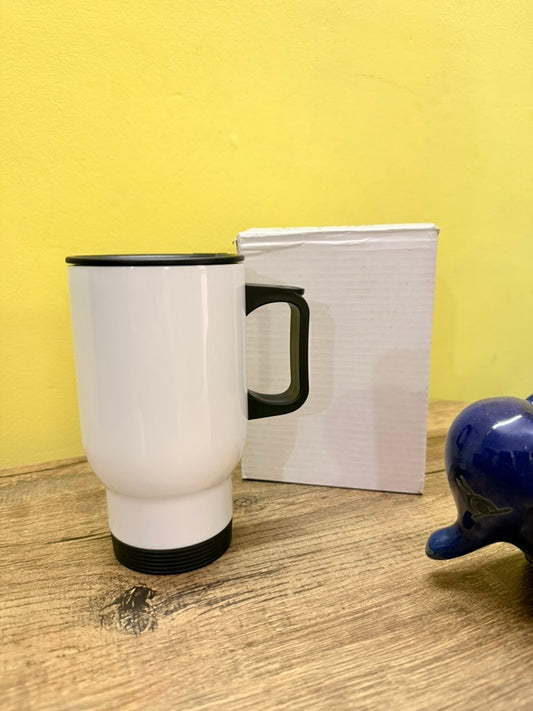 Insulated Coffee Travel Mug - 400ML Thermosteel Double Wall Vacuum Coffee Tumbler - Flask for Hot and Cold for Office Home and Car- Free Printing on MUG