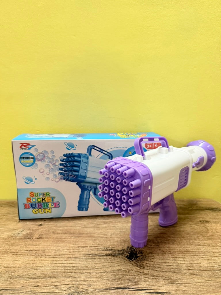 Create endless fun with the 32-Hole Gatling Bubble Gun! This bubble maker shoots hundreds of bubbles for hours of entertainment. Perfect for indoor and outdoor play. Includes bubble solution - Heavy Materials