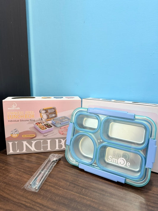 Lunch Box – 100% Leak-Proof, Heavy-Duty, Stainless Steel, Big 4-Compartment, Big Size, Bento,900ML for Mess-Free, Convenient Meals