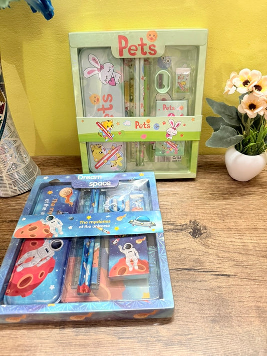 Space Stationery Kit for Boys – Fun Astronaut-Themed School Set with Pencil, Eraser, Sharpener & More| Set Of Two