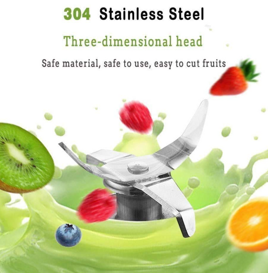 Portable 6-Blade Electric Juicer Blender with built-in jar. USB rechargeable, personal-size juicer, grinder, and mixer. Perfect for on-the-go smoothies. Available in multicolour.