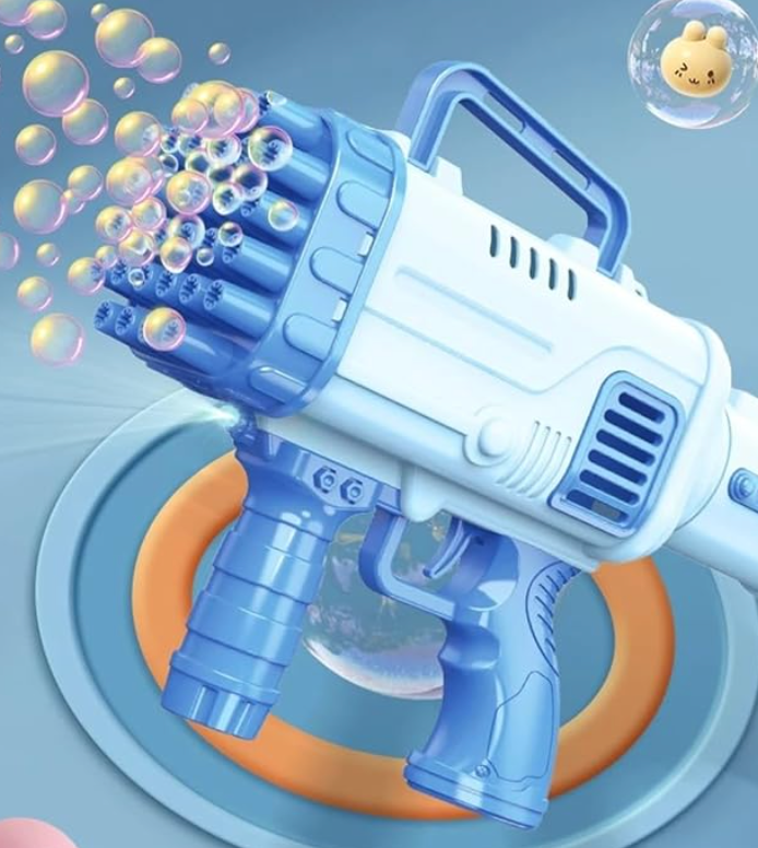 Create endless fun with the 32-Hole Gatling Bubble Gun! This bubble maker shoots hundreds of bubbles for hours of entertainment. Perfect for indoor and outdoor play. Includes bubble solution - Heavy Materials