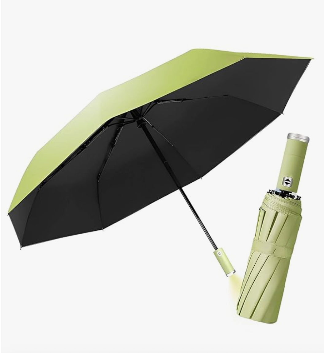 Auto Open/Close Umbrella with LED Torch Handle | Big Size Windproof, Water-Resistant, Lightweight & Compact | Durable, Stylish, UV Protection, Rain And Sun Protection