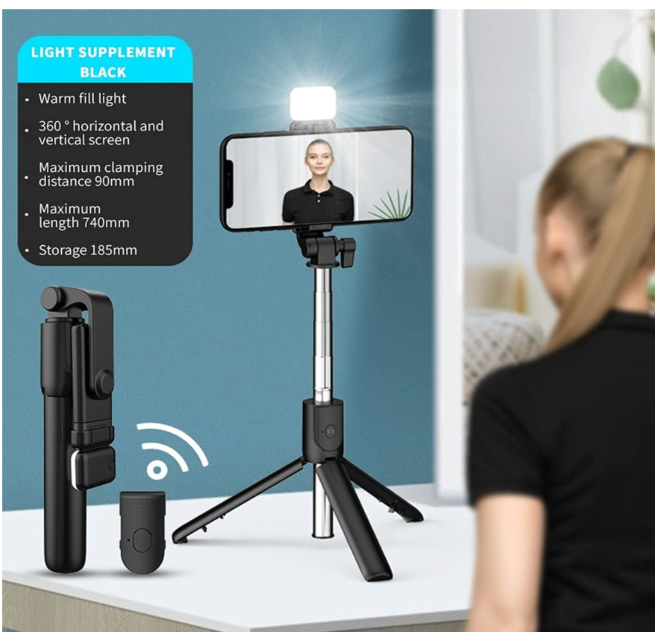 3-in-1 Selfie Stick Tripod with Rechargeable LED (2 Brightness Modes) & Bluetooth Remote – Perfect for Makeup, Vlogging, Selfies & Photoshoots