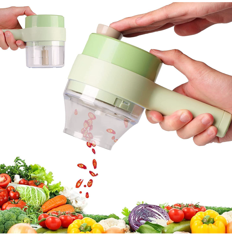 Rechargeable Mini Chopper & Mixer – Portable, 4 in 1, wireless & multipurpose! Perfect chopping herbs, onions, fruits, spices & more. Compact & powerful.