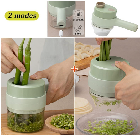 Rechargeable Mini Chopper & Mixer – Portable, 4 in 1, wireless & multipurpose! Perfect chopping herbs, onions, fruits, spices & more. Compact & powerful.
