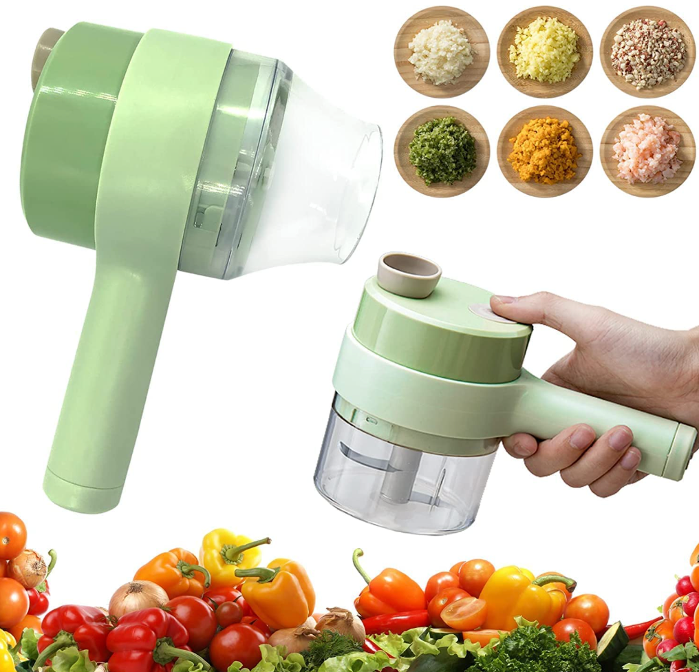 Rechargeable Mini Chopper & Mixer – Portable, 4 in 1, wireless & multipurpose! Perfect chopping herbs, onions, fruits, spices & more. Compact & powerful.