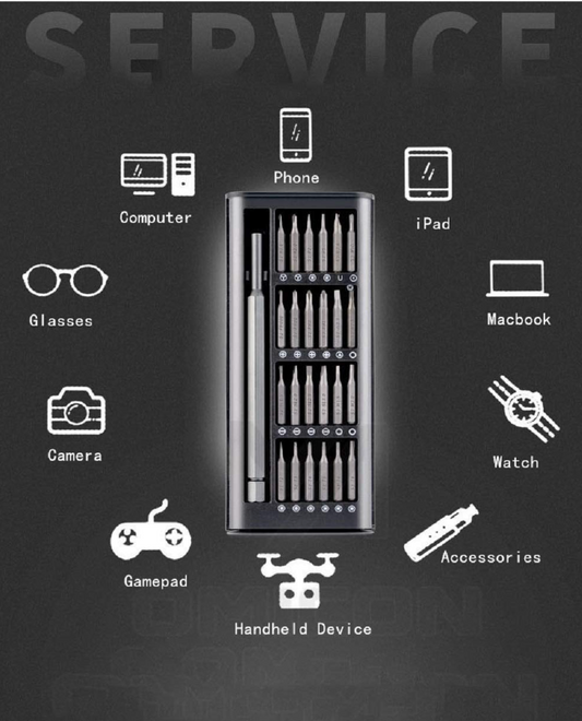 24-Piece Precision Magnetic Screwdriver Set – Compact and multifunctional, ideal for repairing electronics, phones, tablets, and more. Includes mini bits in a pocket-size kit for easy storage and use