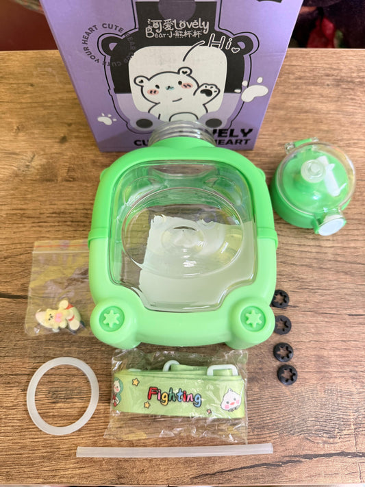 Teddy Water Bottle For boys and girls, Anti Leak Water Bottle Cartoon Printed, 900ml