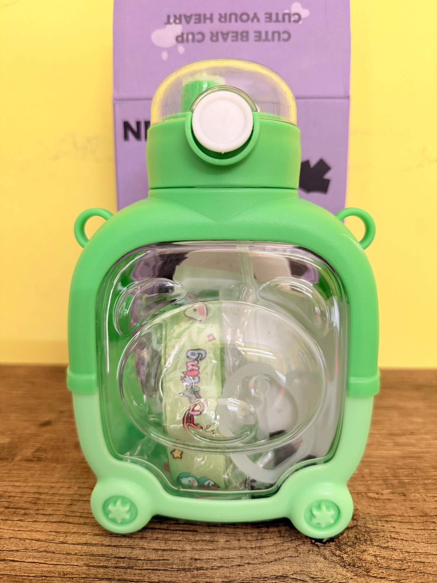 Teddy Water Bottle For boys and girls, Anti Leak Water Bottle Cartoon Printed, 900ml