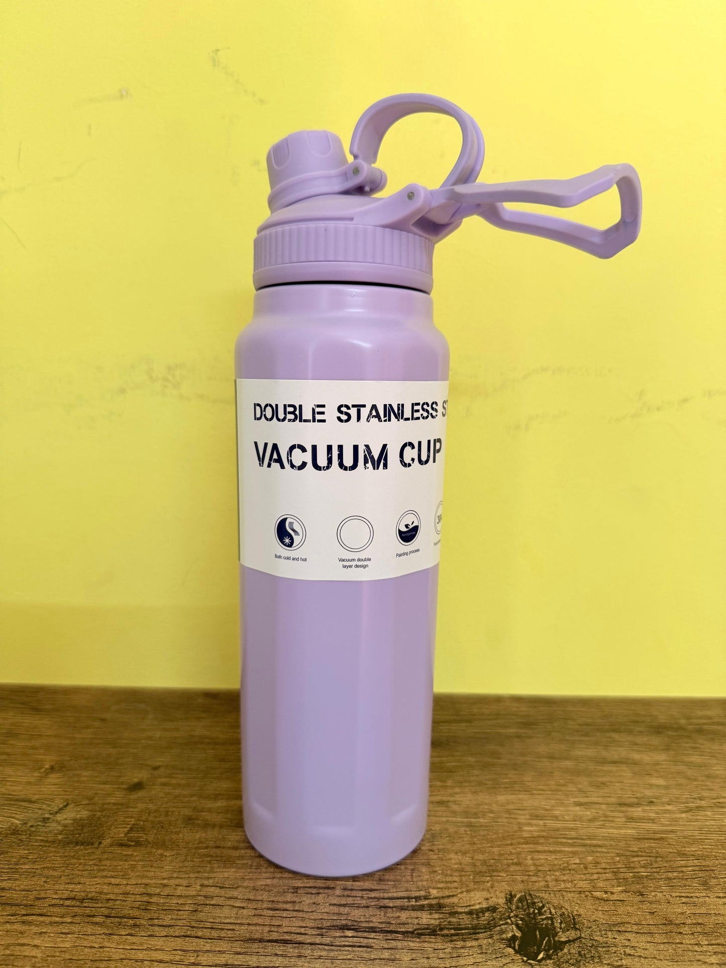 Water Bottles Stainless Steel Vacuum Insulated Hot & Cold Flask - 1000ml Off White & Dark Purple Bottle Ideal for Home, Office, Gym, Outings, and School