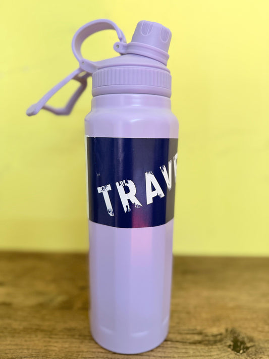 Water Bottles Stainless Steel Vacuum Insulated Hot & Cold Flask - 1000ml Off White & Dark Purple Bottle Ideal for Home, Office, Gym, Outings, and School