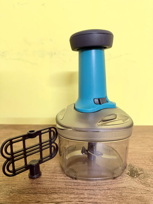 Manual Hand Press Push Chopper with Multi-Blades and Blender for Effortless Chopping Vegetables & Fruits Chopper Mixer Cutter to Cut Onion, Salad, Tomato, Potato Indian Multicolor (700 ML)