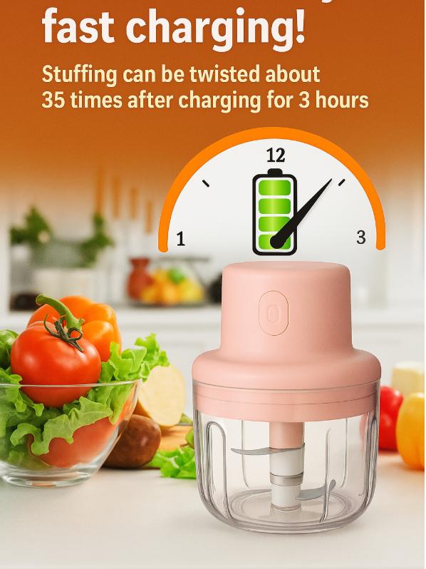 Mixer Blender for Ginger, Garlic & Onion Paste! USB Rechargeable Mini Chopper with FREE Data Cable – Fast, Easy, Mess-Free Chopping Anywhere