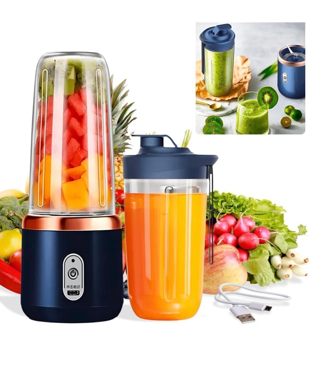 Powerful USB Rechargeable Portable Juicer – 6-blade mini blender with 400ml capacity. Blend fresh smoothies anytime—perfect for gym, travel, office & daily nutrition.