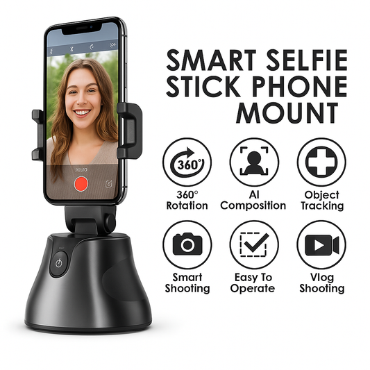 AI-Powered Auto Face Tracking Mobile Stand – 360° Rotation, App-Controlled, Tripod-Compatible, Perfect for Streaming & Video Recording. Quality Tested.