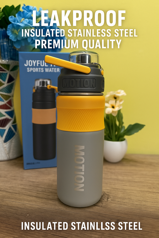 Insulated Water Bottle, 600 ml Stainless Steel Thermos, Double Wall Vacuum, Modern Style, Stainless Steel, Leak Proof, Double Wall Vacuum Water Bottle for Drinks (grey).