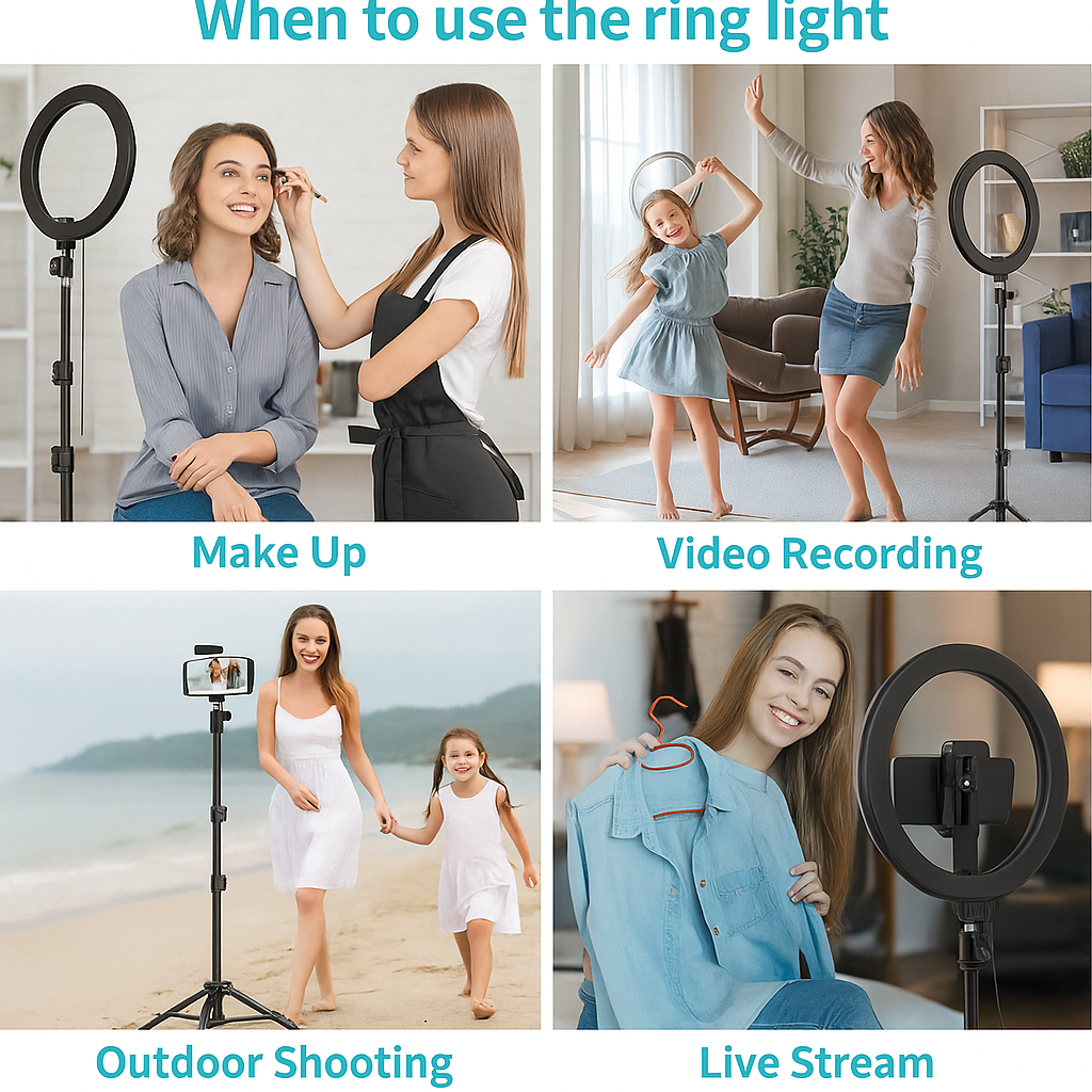 Big Ring Light with 3 Color Modes – Perfect for Photo Studios & Video Shoots. Works with All Phones & Cameras.