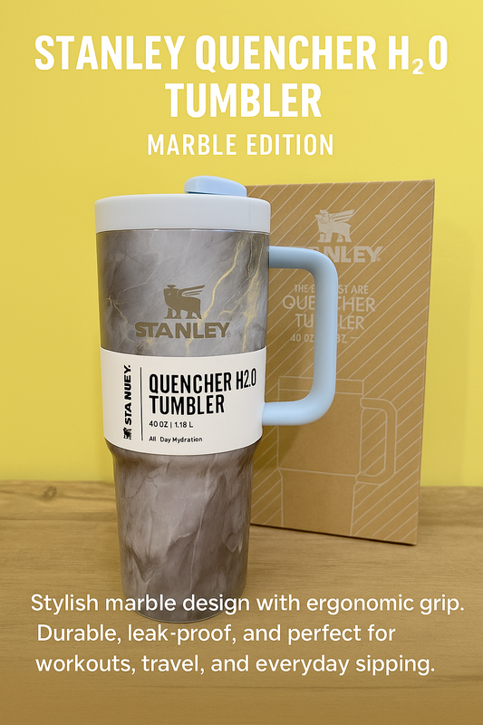 Quencher H2.0 Tumbler with Handle and Straw 40 oz | Flow-state 3-Position Lid | Cup Holder Compatible for Travel | Insulated Stainless Steel Cup | BPA-Free | Limited Marble Edition
