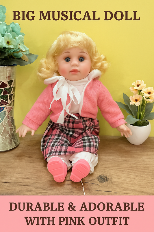 Singing Baby Girl Doll – Soft Plush Clothes, Original Design, Big Size. Sings Songs & Poems, Perfect Cuddly Toy for Kids, Ideal Gift for Girls-42cm