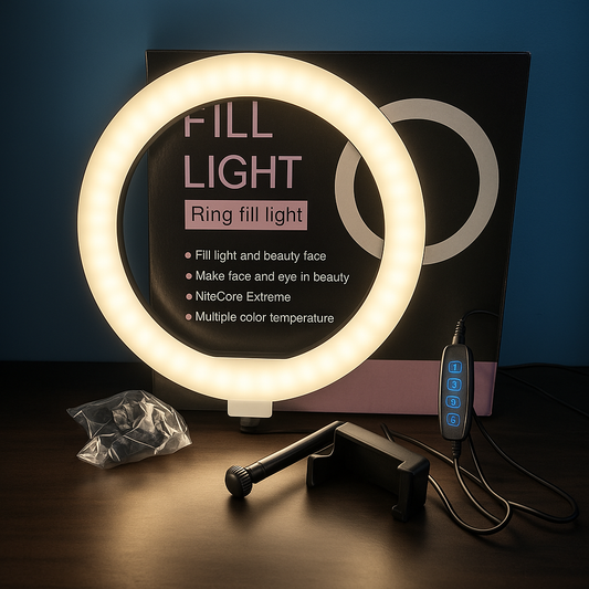 Big Ring Light with 3 Color Modes – Perfect for Photo Studios & Video Shoots. Works with All Phones & Cameras.