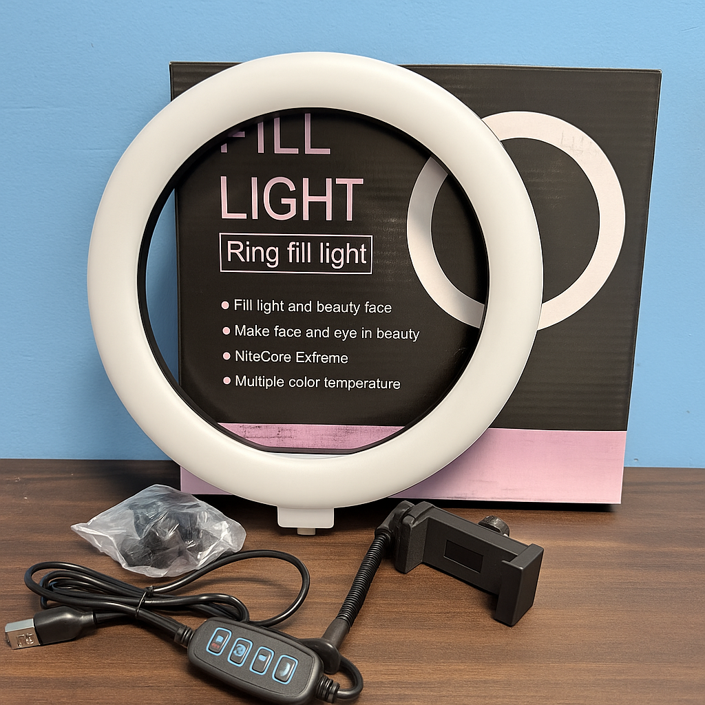 Big Ring Light with 3 Color Modes – Perfect for Photo Studios & Video Shoots. Works with All Phones & Cameras.