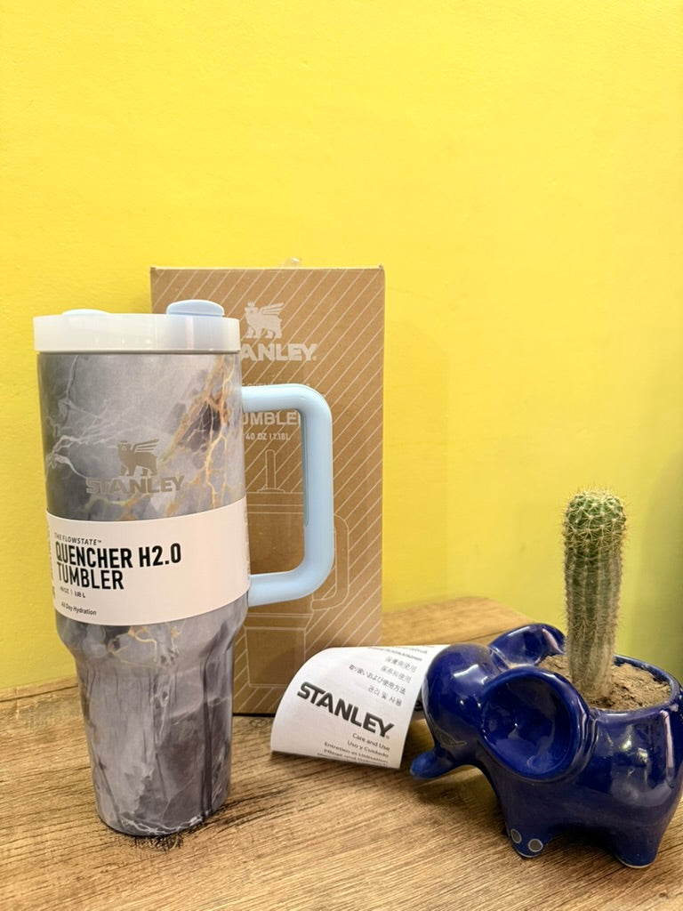 Quencher H2.0 Tumbler with Handle and Straw 40 oz | Flow-state 3-Position Lid | Cup Holder Compatible for Travel | Insulated Stainless Steel Cup | BPA-Free | Limited Marble Edition