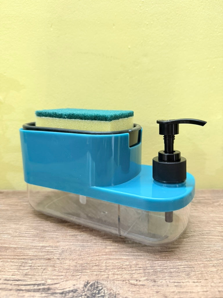 2-in-1 Soap Dispenser with Sponge Holder – Perfect for bathroom or kitchen use. Holds hand wash or dishwashing liquid. Space-saving, easy-to-use pump. A must-have kitchen & bathroom accessory!