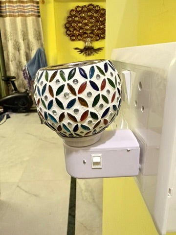 Ceramic Aroma Diffuser & Kapoordhani | Electrical Camphor Burner with On/Off Button | Night Lamp & Air Freshener for Relaxing Fragrance | Elegant Home Decor