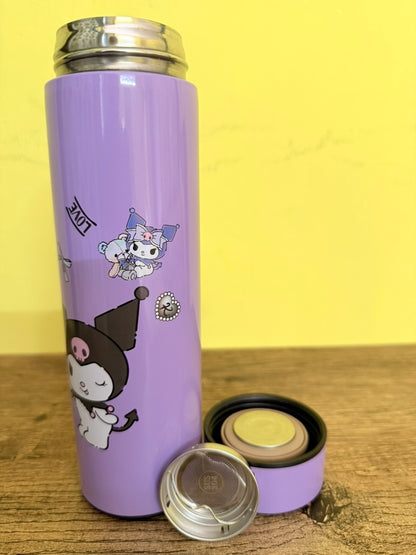 Stainless Steel Sports Water Bottle with Led Temperature Display, Double Wall Vacuum Insulated Water Bottle, Stay Hot for 24 Hrs,Cold for 24 Hrs (Purple & Pink) 500 ml