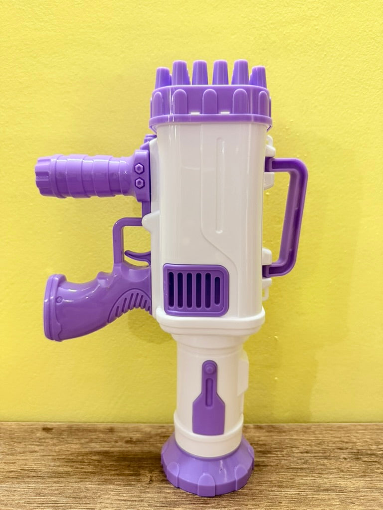Create endless fun with the 32-Hole Gatling Bubble Gun! This bubble maker shoots hundreds of bubbles for hours of entertainment. Perfect for indoor and outdoor play. Includes bubble solution - Heavy Materials