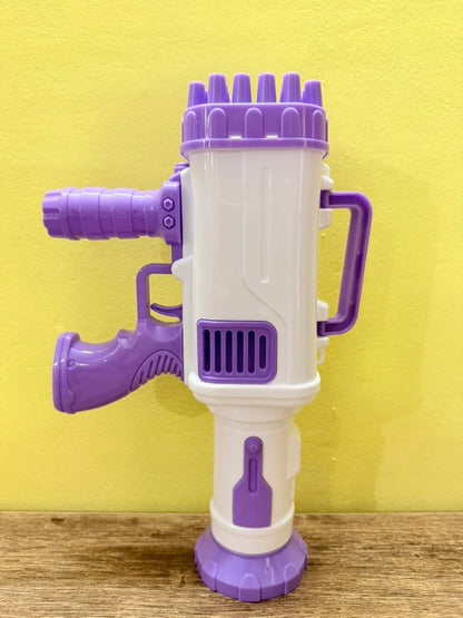 Create endless fun with the 32-Hole Gatling Bubble Gun! This bubble maker shoots hundreds of bubbles for hours of entertainment. Perfect for indoor and outdoor play. Includes bubble solution - Heavy Materials