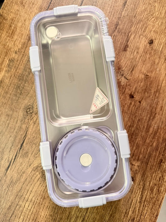 Sleek Bento Lunch Box (Stainless Steel) – Leak-Proof with Gravy Container
