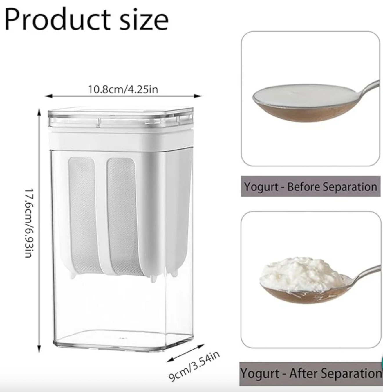 Greek Yogurt & Curd Maker - 1100ml Fine Mesh Strainer with Lid | Multifunctional Yogurt Filter | Curd Maker for Home | Perfect for Homemade Yogurt, Curd, Cheese Maker (Pack of 1) (White)