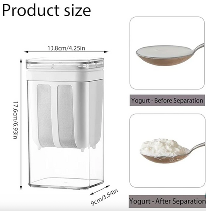 Greek Yogurt & Curd Maker - 1100ml Fine Mesh Strainer with Lid | Multifunctional Yogurt Filter | Curd Maker for Home | Perfect for Homemade Yogurt, Curd, Cheese Maker (Pack of 1) (White)