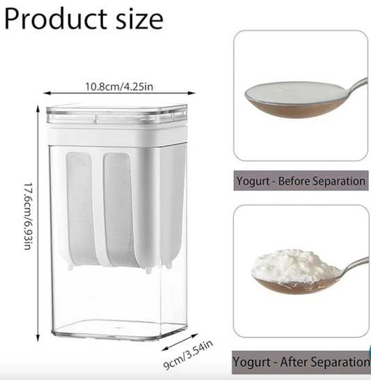 Greek Yogurt & Curd Maker - 1100ml Fine Mesh Strainer with Lid | Multifunctional Yogurt Filter | Curd Maker for Home | Perfect for Homemade Yogurt, Curd, Cheese Maker (Pack of 1) (White)