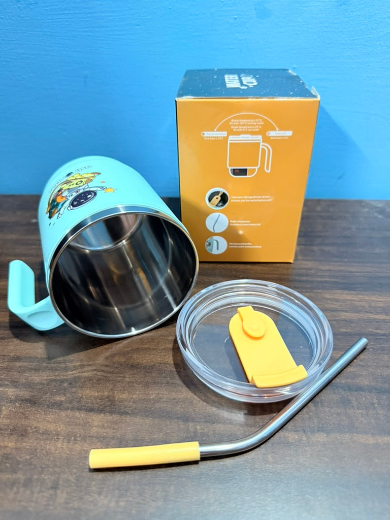 Stainless Steel Mug for Kids with Lid & Straw – Perfect for Milk, Juice, or Cocoa. Double Insulated, Spill-Proof, Durable and Ideal as a Birthday Return Gift. 400ML