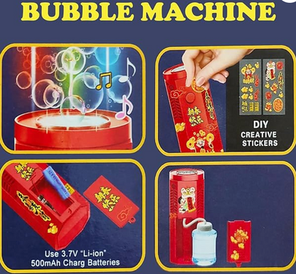 Rechargeable Portable Electric Bubble Machine with Light & Music – Perfect for parties, playtime & outdoor fun. Easy to use, kid-friendly & entertaining with nonstop bubbles, lights, and cheerful tunes!