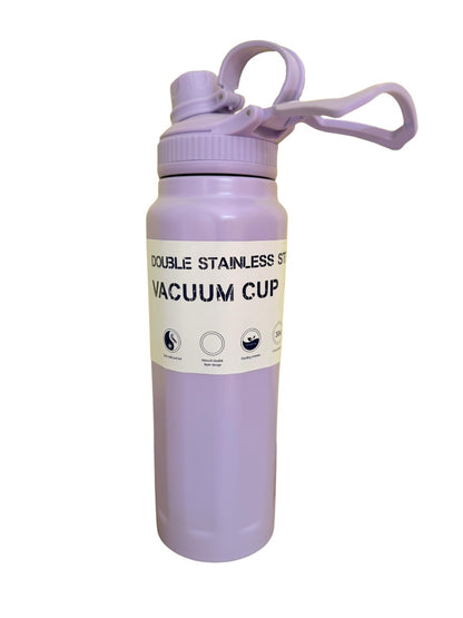 Water Bottles Stainless Steel Vacuum Insulated Hot & Cold Flask - 1000ml Off White & Dark Purple Bottle Ideal for Home, Office, Gym, Outings, and School