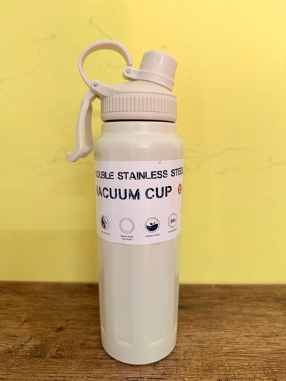 Water Bottles Stainless Steel Vacuum Insulated Hot & Cold Flask - 1000ml Off White & Dark Purple Bottle Ideal for Home, Office, Gym, Outings, and School