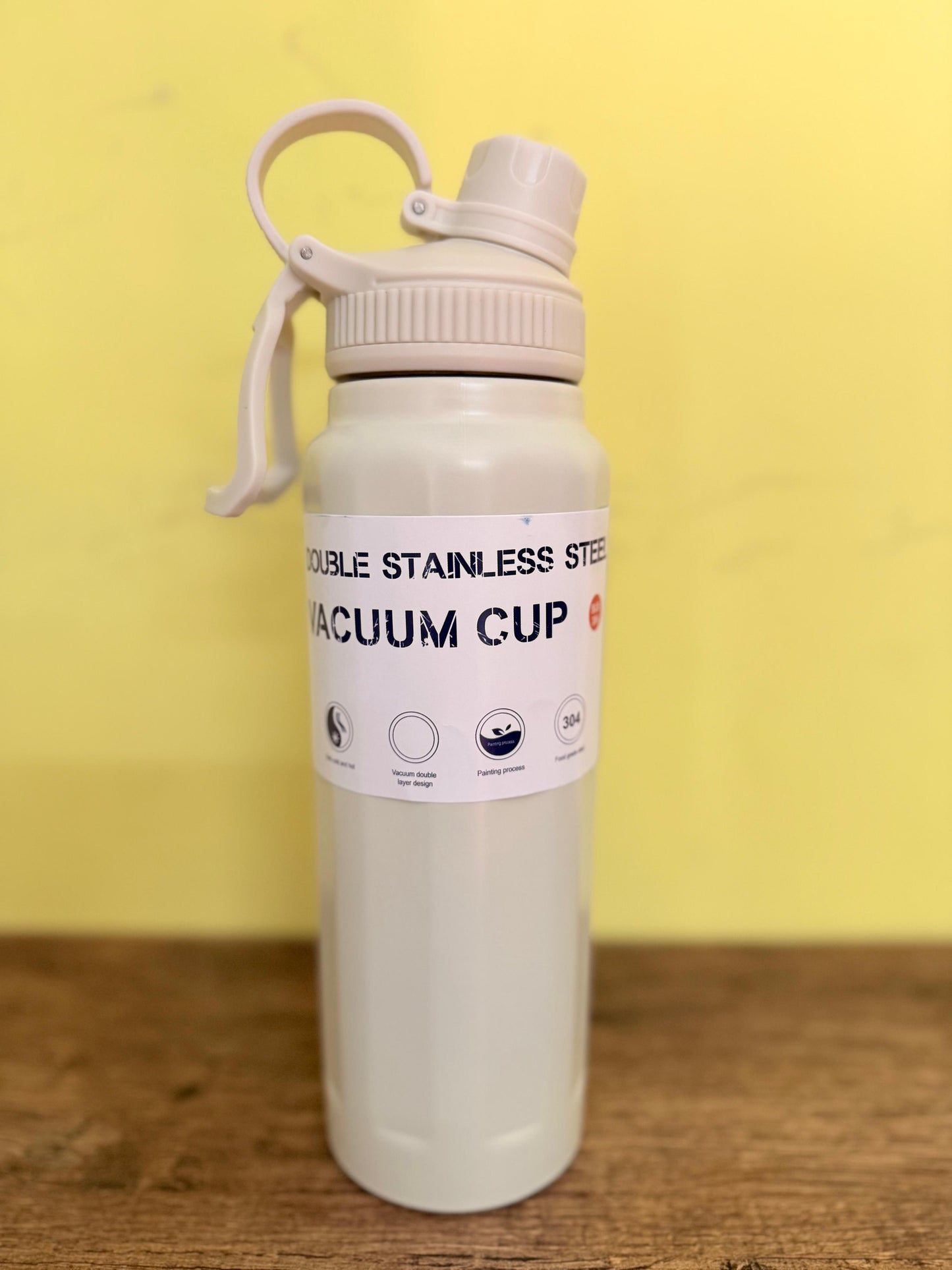 Water Bottles Stainless Steel Vacuum Insulated Hot & Cold Flask - 1000ml Off White & Dark Purple Bottle Ideal for Home, Office, Gym, Outings, and School