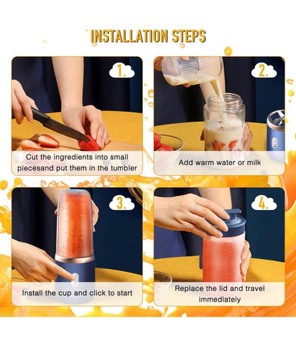 Powerful USB Rechargeable Portable Juicer – 6-blade mini blender with 400ml capacity. Blend fresh smoothies anytime—perfect for gym, travel, office & daily nutrition.