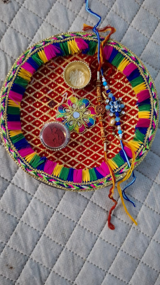 Rakhi for Brother and Bhabhi, Couple Lumba Set of 2 for Rakshabandhan I Combo Pair with tilak set, card, and Chawal. Evil eye (Nazarua) rakhi to protect your brother from bad vibes.