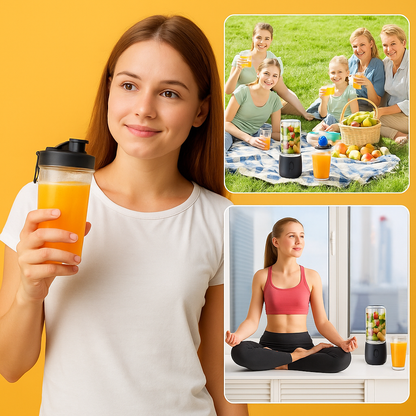 Powerful USB Rechargeable Portable Juicer – 6-blade mini blender with 400ml capacity. Blend fresh smoothies anytime—perfect for gym, travel, office & daily nutrition.